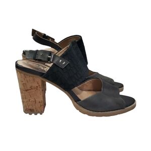 Von Dutch Womens Twotimer Leather Ankle Cork Block Heels shoes sz 7.5M